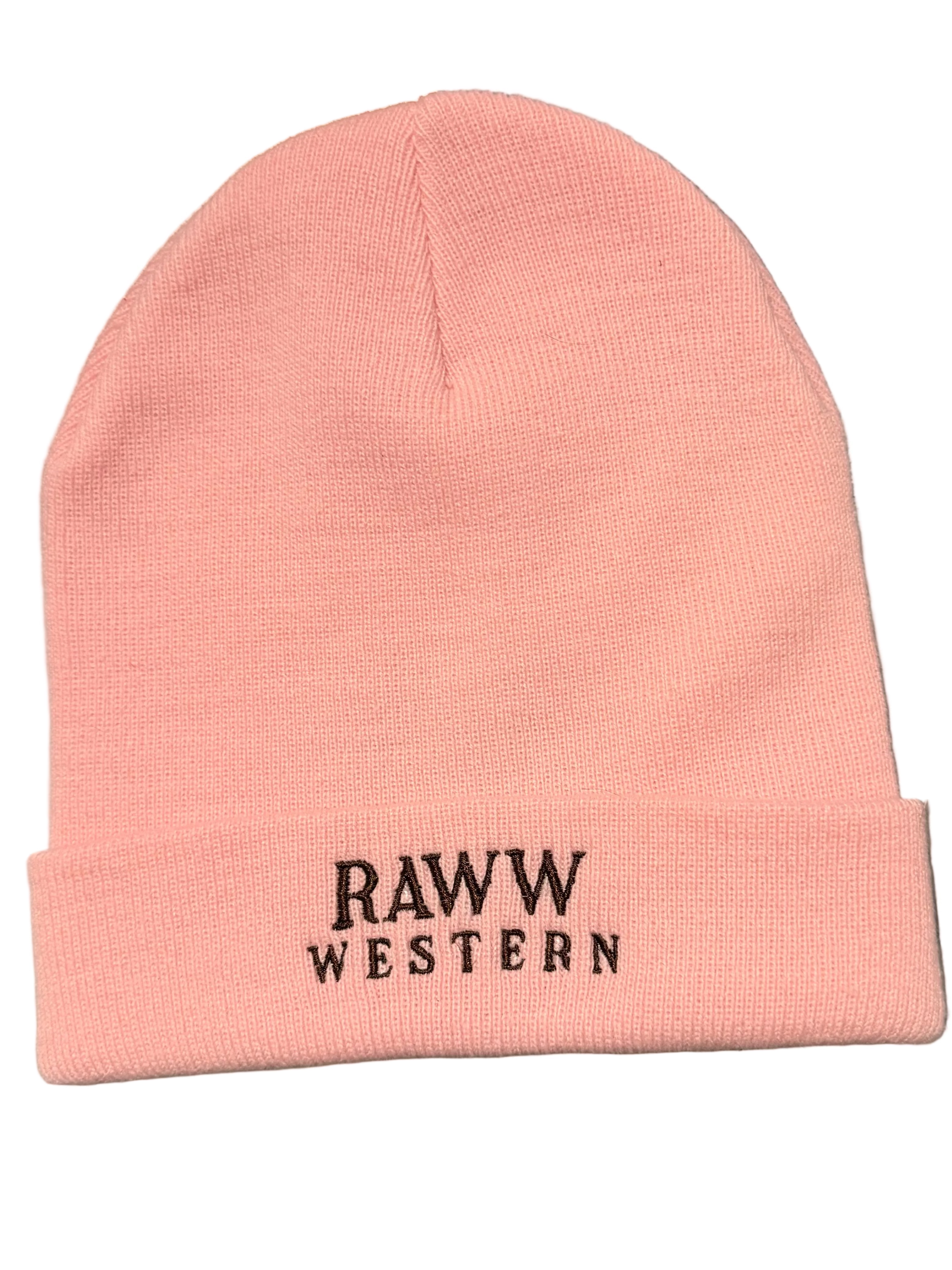 Pink Raww Western beanie with RAW W WESTERN front logo